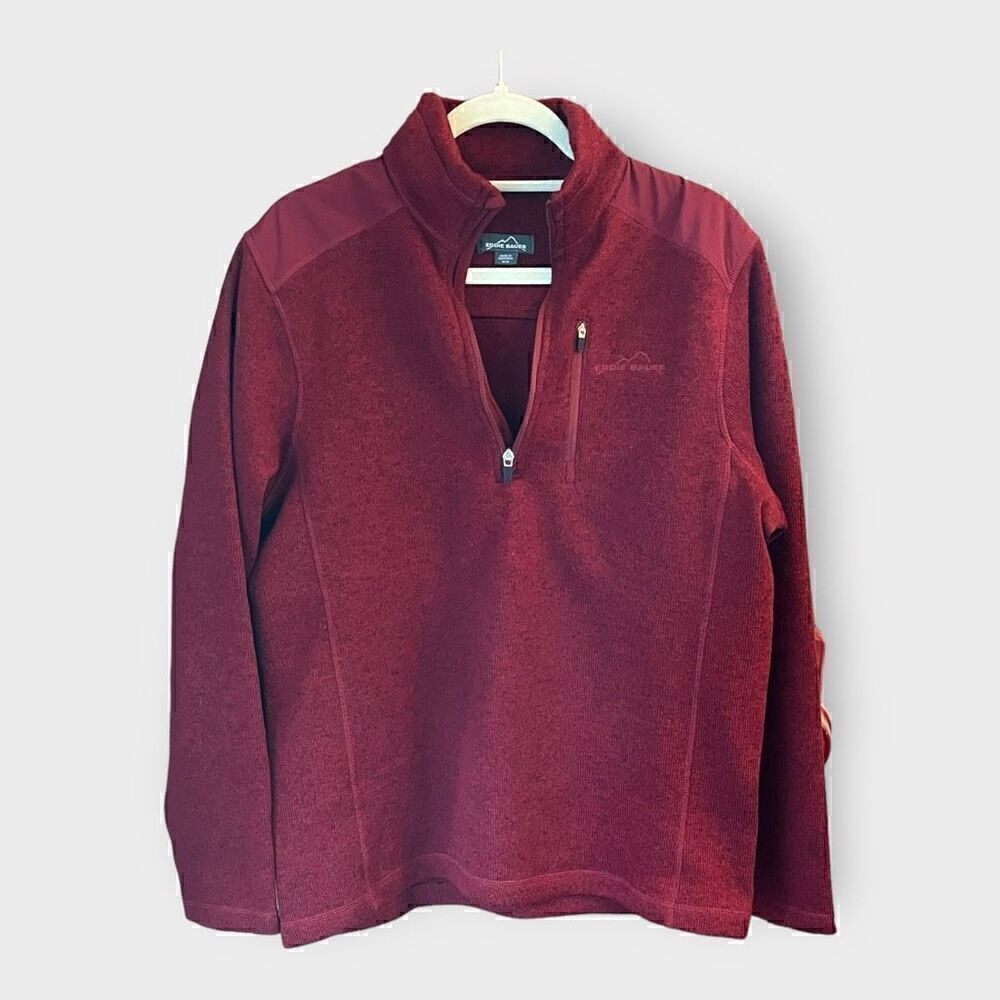 Eddie Bauer Men's M Whistler 1/4 Zip Fleece Pullover Sweater Maroon Red Gorpcore
